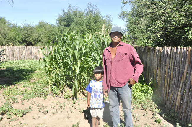 Ramon, an indigenous Wichi from NW Argentina stands in his garden